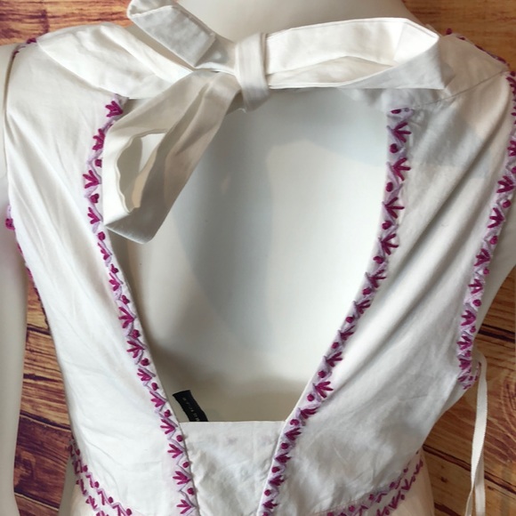 White Anthropologie Dress with Purple Embrodiery - Picture 5 of 8